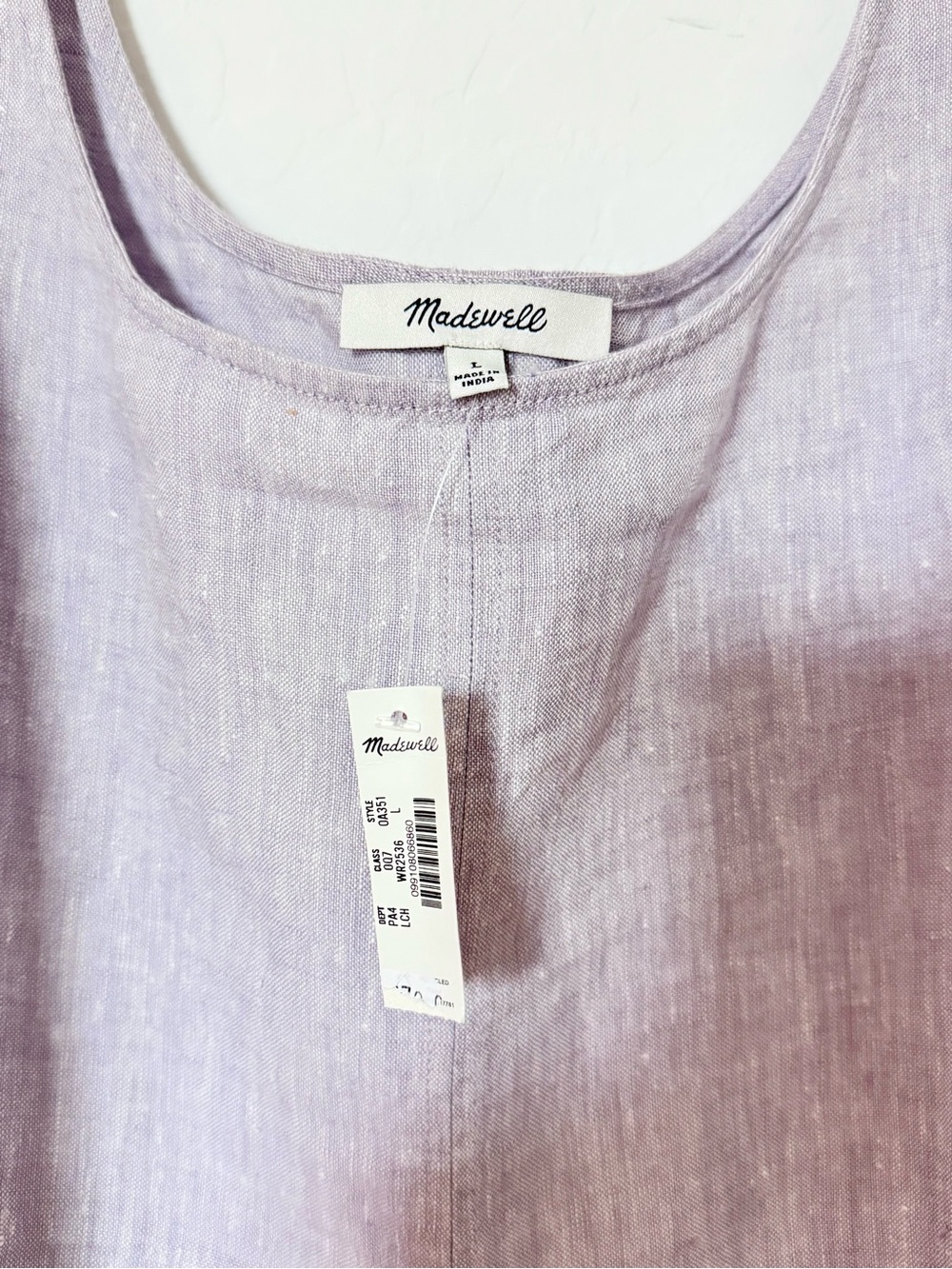 Women’s 100% Linen Madewell Lilac Casual Dress - Size Large - Picture 3 of 7